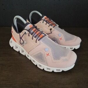 On Cloud Women's Athletic Sneakers in Blush Pink with Orange Accents